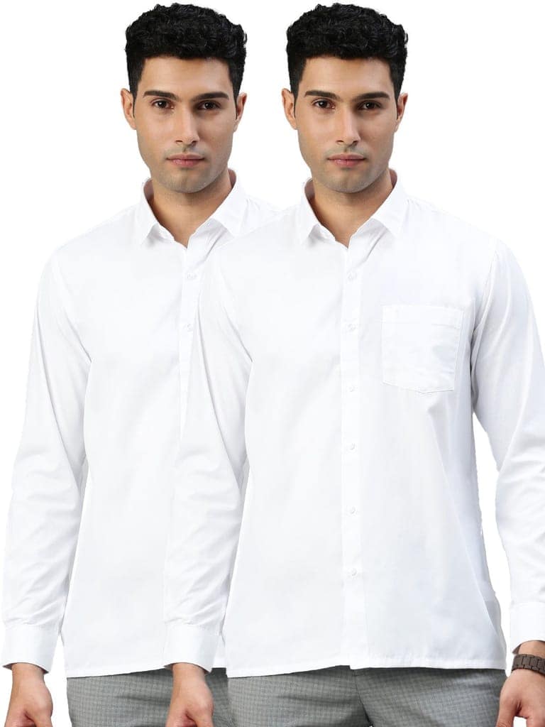 Mens Cotton White Shirt Full Sleeves Wewin New (2 Pcs Pack)