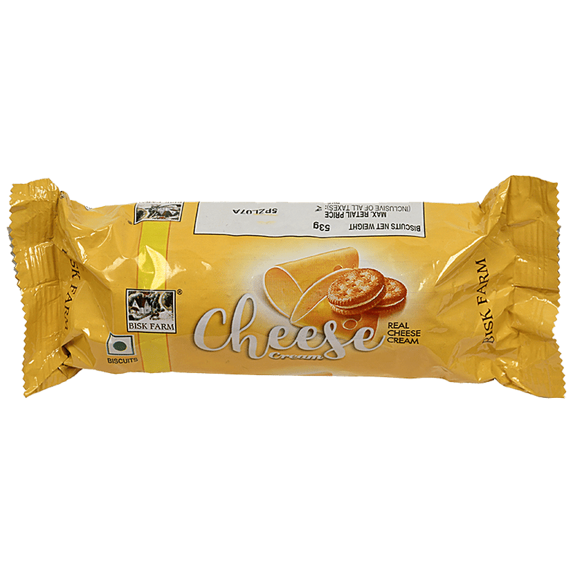 Bisk Farm Biscuits - Cheese Cream, Delicious, Teatime Snack, 53 g Pouch