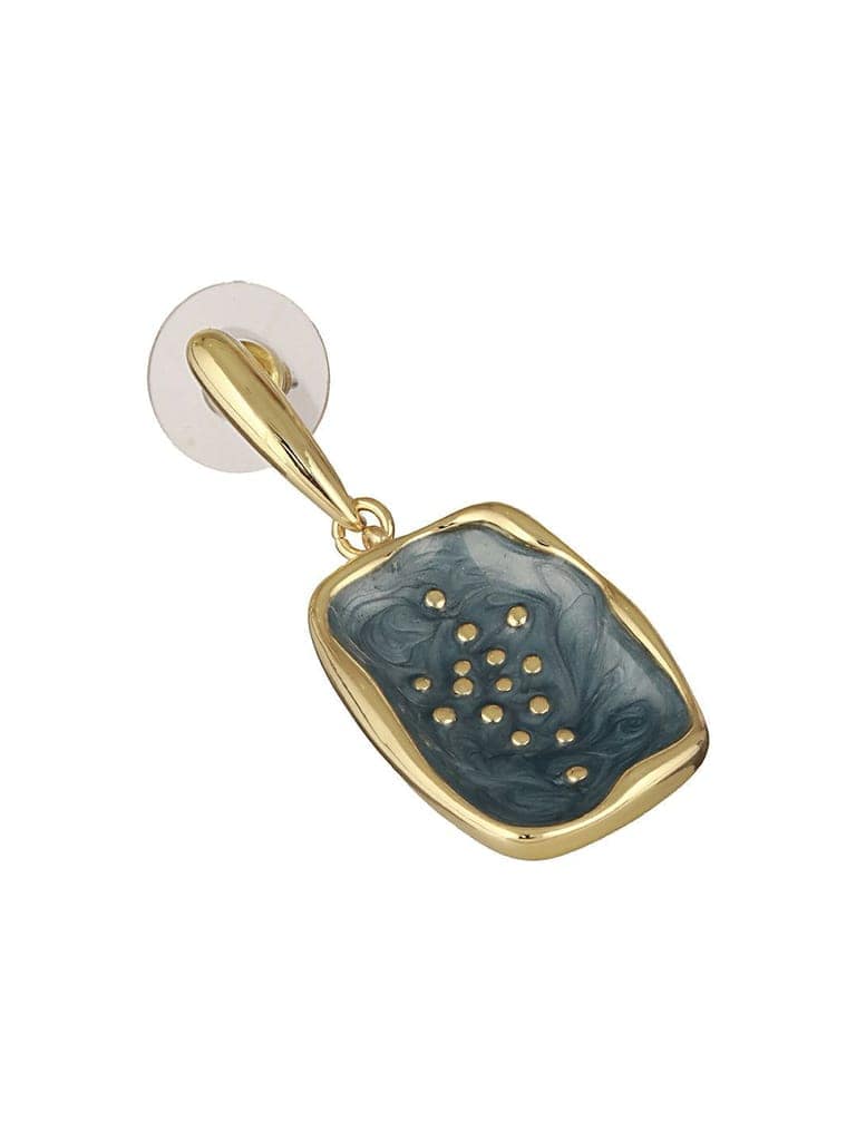 Anti-Tarnish 18k Gold Plated Grey Enamelled Golden Dot Drop Earrings view 7