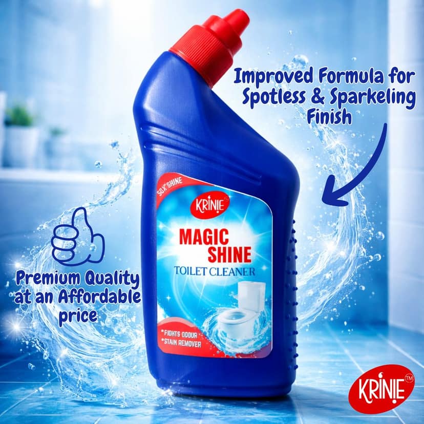 Krinie Magic Shine Toilet Cleaner Liquid(500ML) – 10X Shine, Tough Stain Remover & Odour Fighter view 3