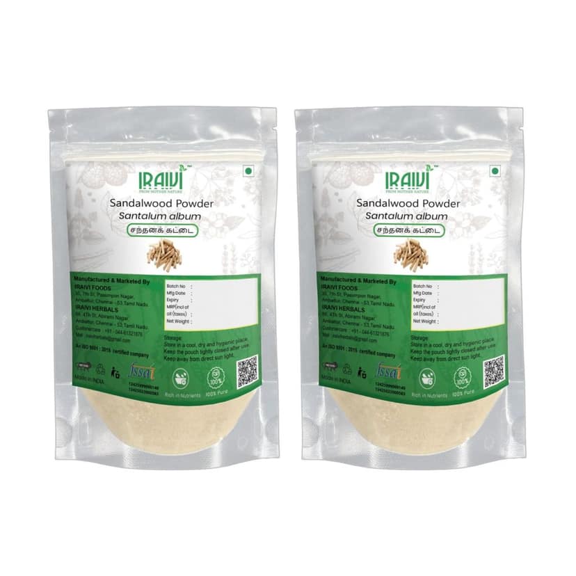 IRAIVI Premium Sandalwood Powder 200g | Chandanam | Sandhanam| Chandan | 100% Pure Natural Skin Enhancer & Aromatic | Promotes Soothed Skin, Clarity & Glow | Traditional Beauty Secret