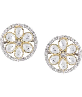 VIRAASI - Silver Stud Earrings ( Pack of 1 )