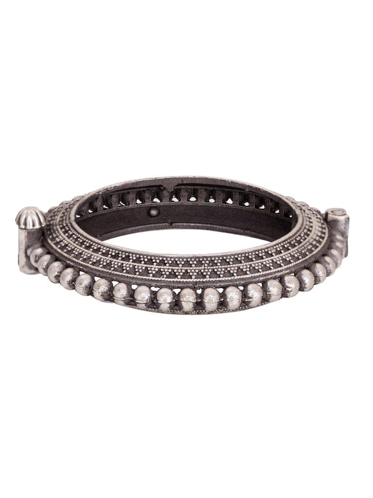 Oxidised Silver Toned Tribal kada Bracelet view 4