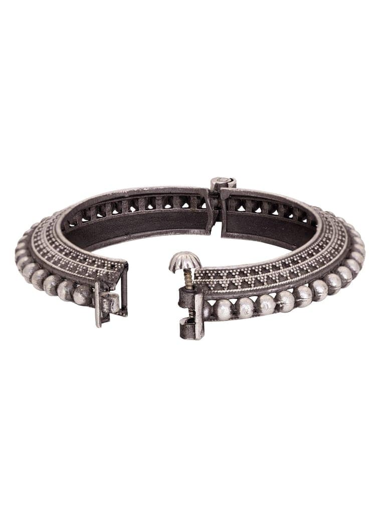 Oxidised Silver Toned Tribal kada Bracelet view 5