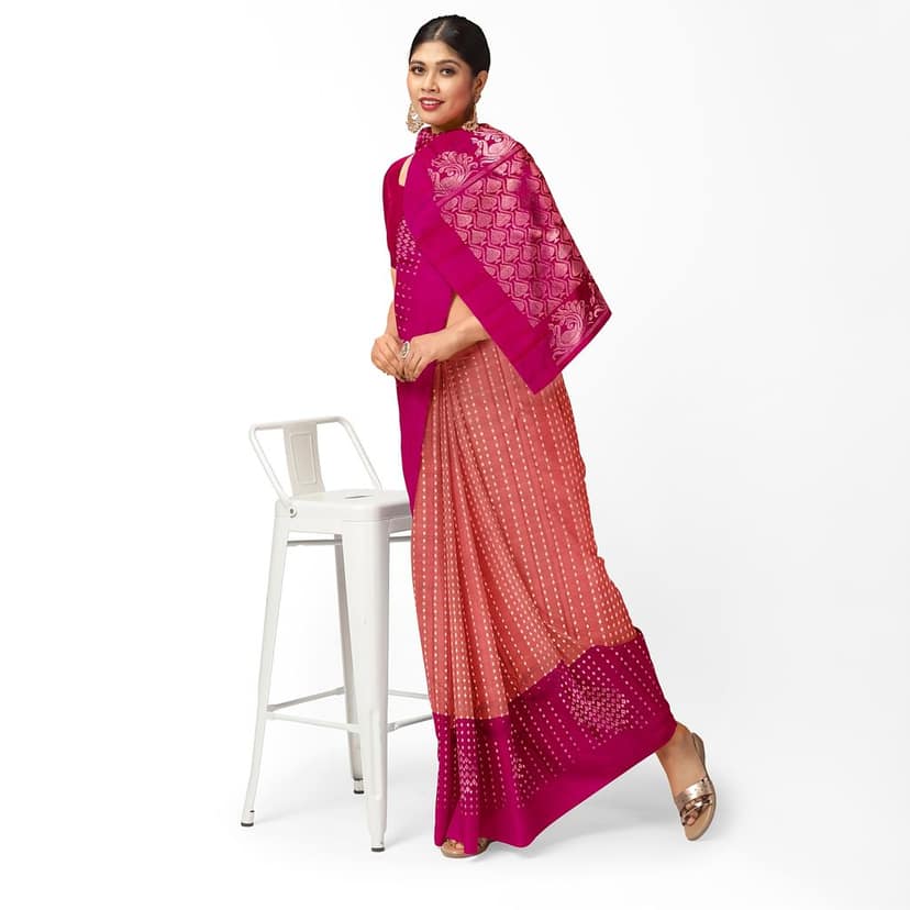 Dark Peach Color Soft Pure Kanjivaram Silk Saree view 2