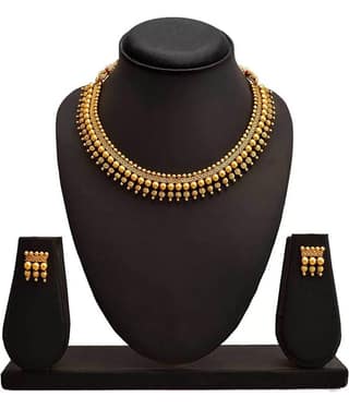 ROFARWORD Gold Brass Necklace Set ( Pack of 1 )