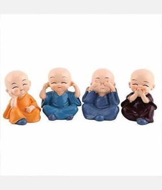 Fashion Bizz Baby Monk Hat Buddha Figurines Decorative Showpiece - 6 cm, Set of 4