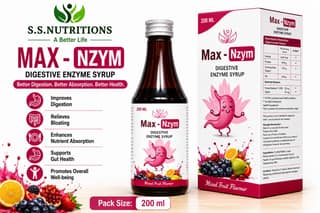 Max - Nzym Digestive Syrup Mixed Fruit Flavour Bottle - 200ml