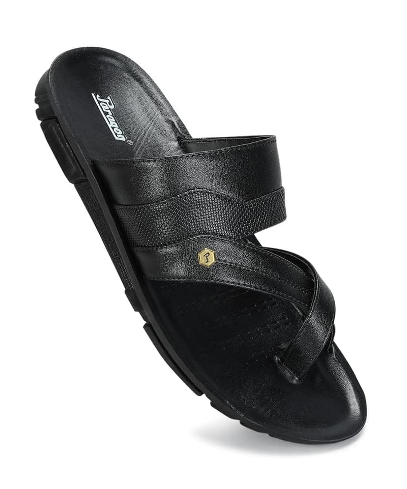 Paragon Men's Slip-on Black Sandals for Men | Comfortable Sole & Durable view 6
