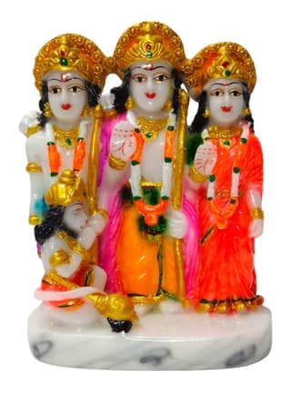Dev Bhakti Ram Darbar Statue In Marble Ram Darbar Maryada Pursotam, Ram, Seeta, Lakshman Decorative Showpiece - 11 cm (Marble, Multicolor)
