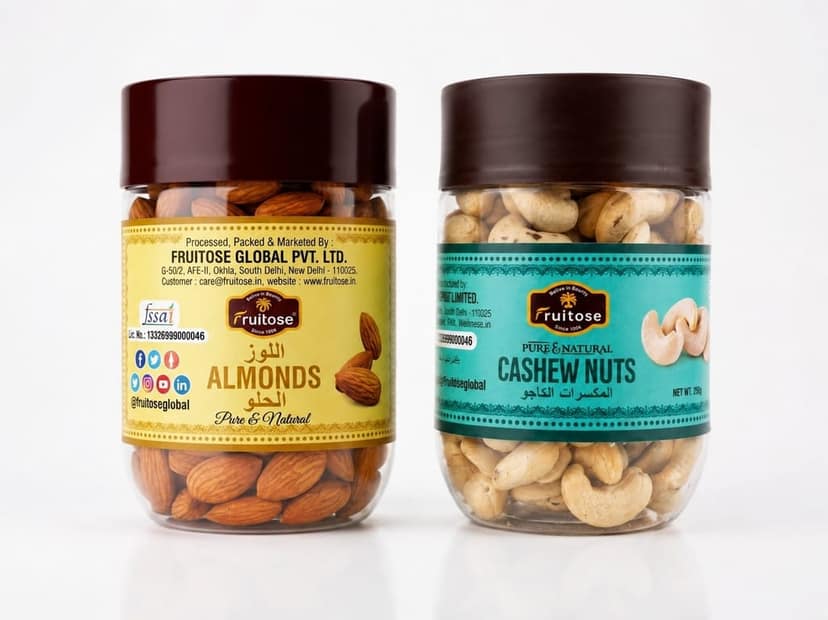 Fruitose Pure & Natural Almond & Cashew Combo - 500g (2x250g)