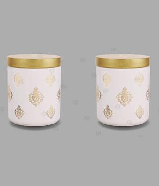 CROCO JAR Glass Gold Cookie Container ( Set of 2 )