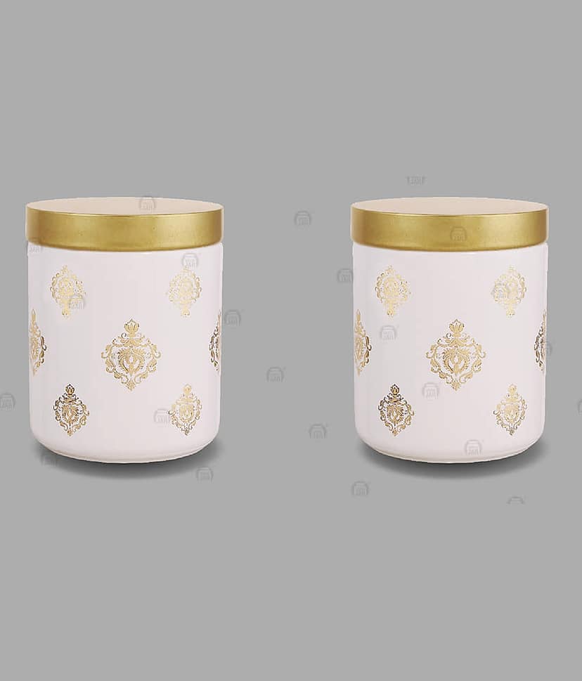 CROCO JAR Glass Gold Cookie Container ( Set of 2 )