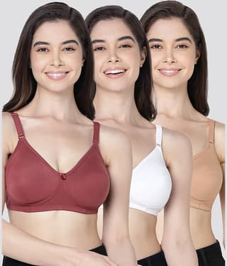 Kalyani Pack of 3 Cotton Blend Non Padded Women's T-Shirt Bra ( Multicolor ) EVLYN