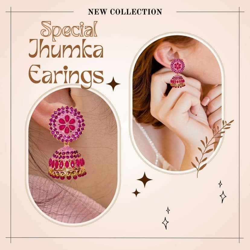 Jewelryklub Pink Rhinestone Jhumka Earrings view 2