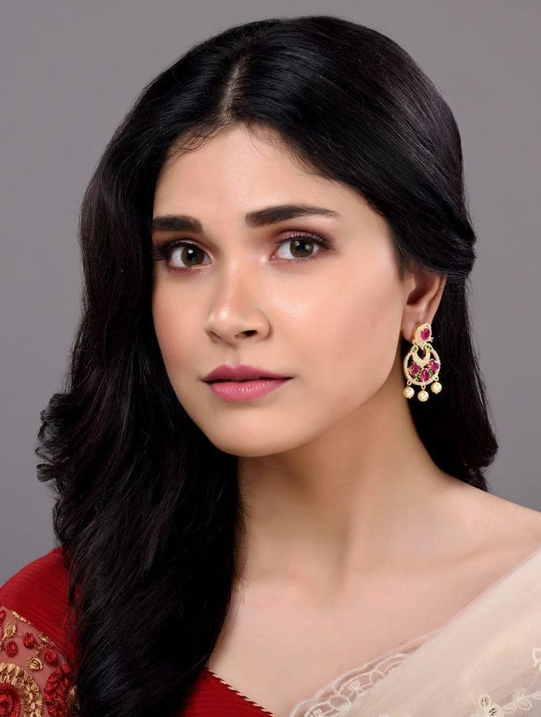 Gold Plated Multi AD and Pearl studded Chandbali shaped Handcrafted Earrings view 2