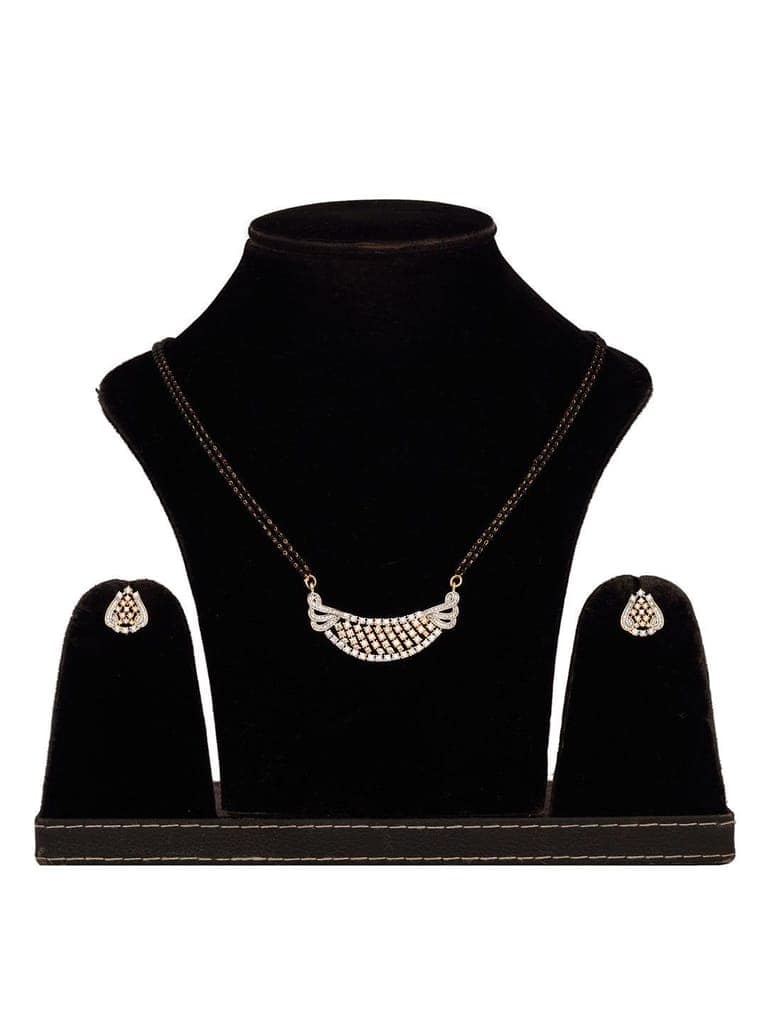 Gold Plated AD Studded & Black Beaded Handcrafted Mangalsutra Earrings view 7