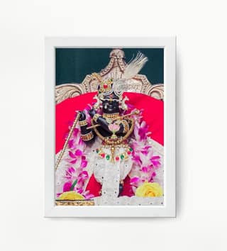 NOKKES Radha Raman Ji Vrindavan Radha Raman Thakur Ji White Photo Frames Religious Photo frame 5X7 Inch Photo Frame_QWW67