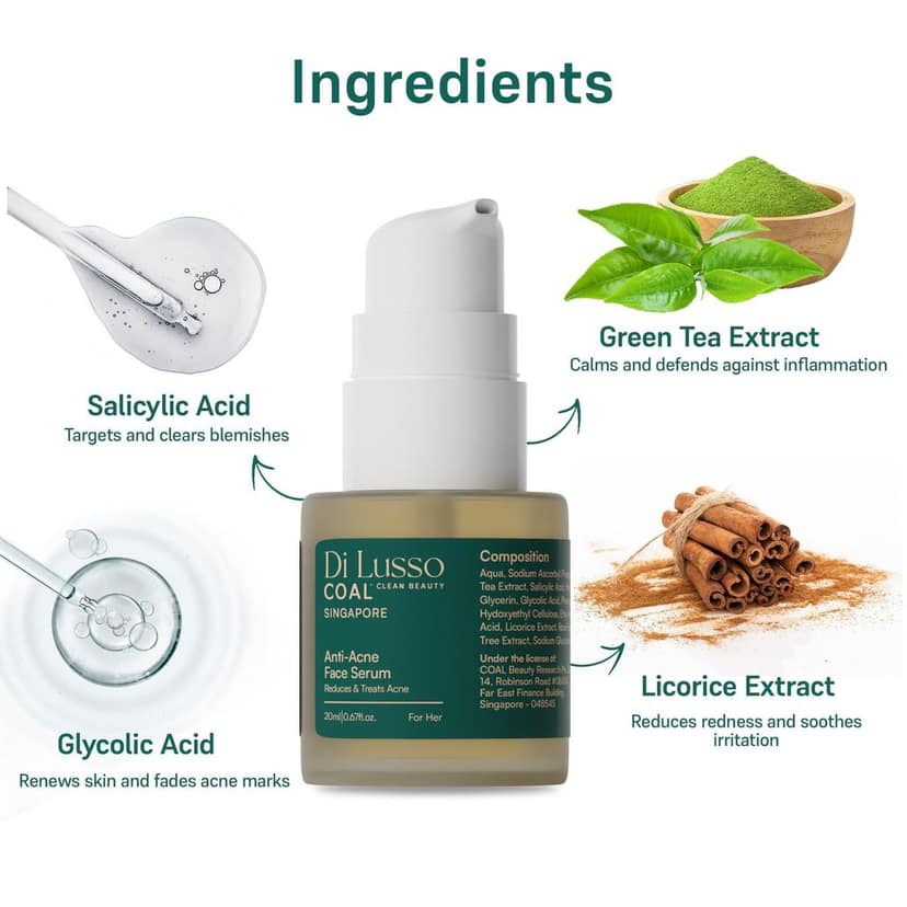 COAL Clean Beauty Anti-Acne Face Serum with Green Tea Extract | Reduces & Treats Acne | Women | All Skin Types | 20ml view 3