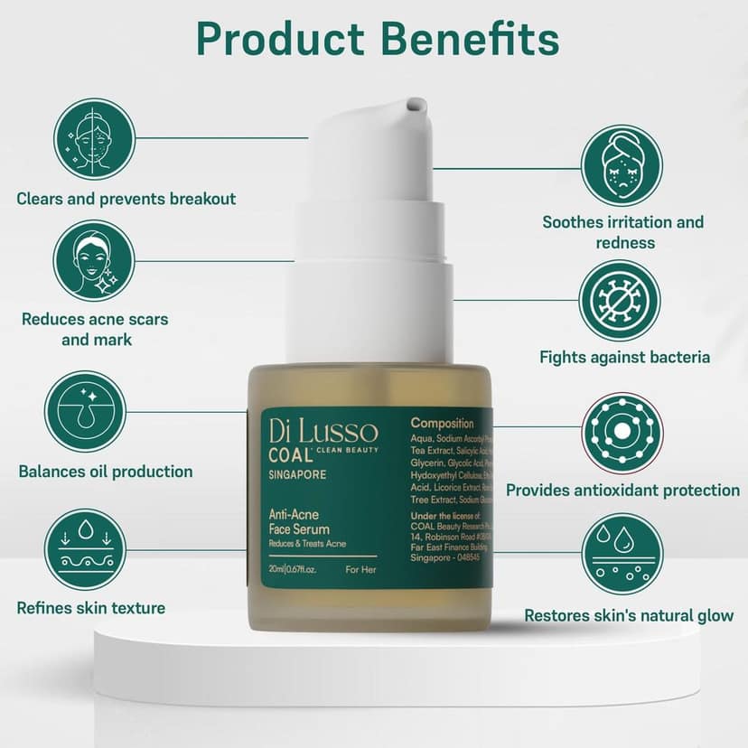 COAL Clean Beauty Anti-Acne Face Serum with Green Tea Extract | Reduces & Treats Acne | Women | All Skin Types | 20ml view 4