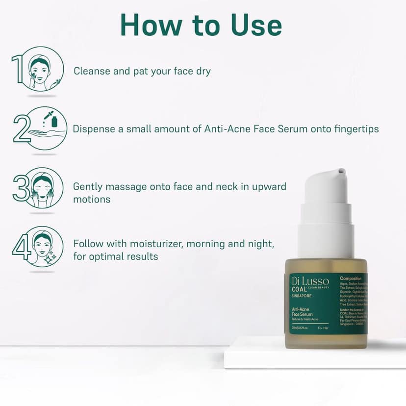 COAL Clean Beauty Anti-Acne Face Serum with Green Tea Extract | Reduces & Treats Acne | Women | All Skin Types | 20ml view 5
