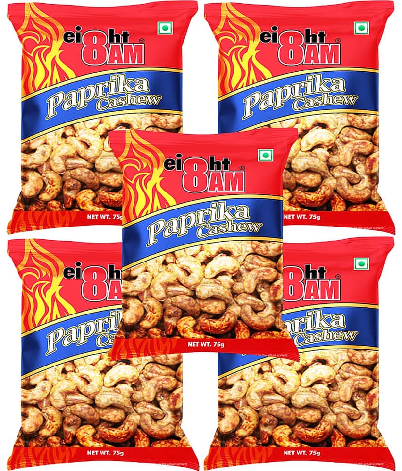 8AM MASALA CASHEWS Paprika 75g Pack of 5