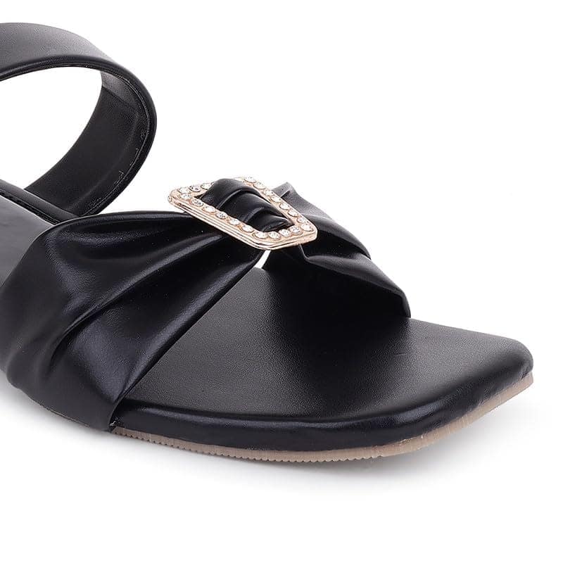 LEGS GO Grey Stylish Round Stone Design Straps flats for women view 4