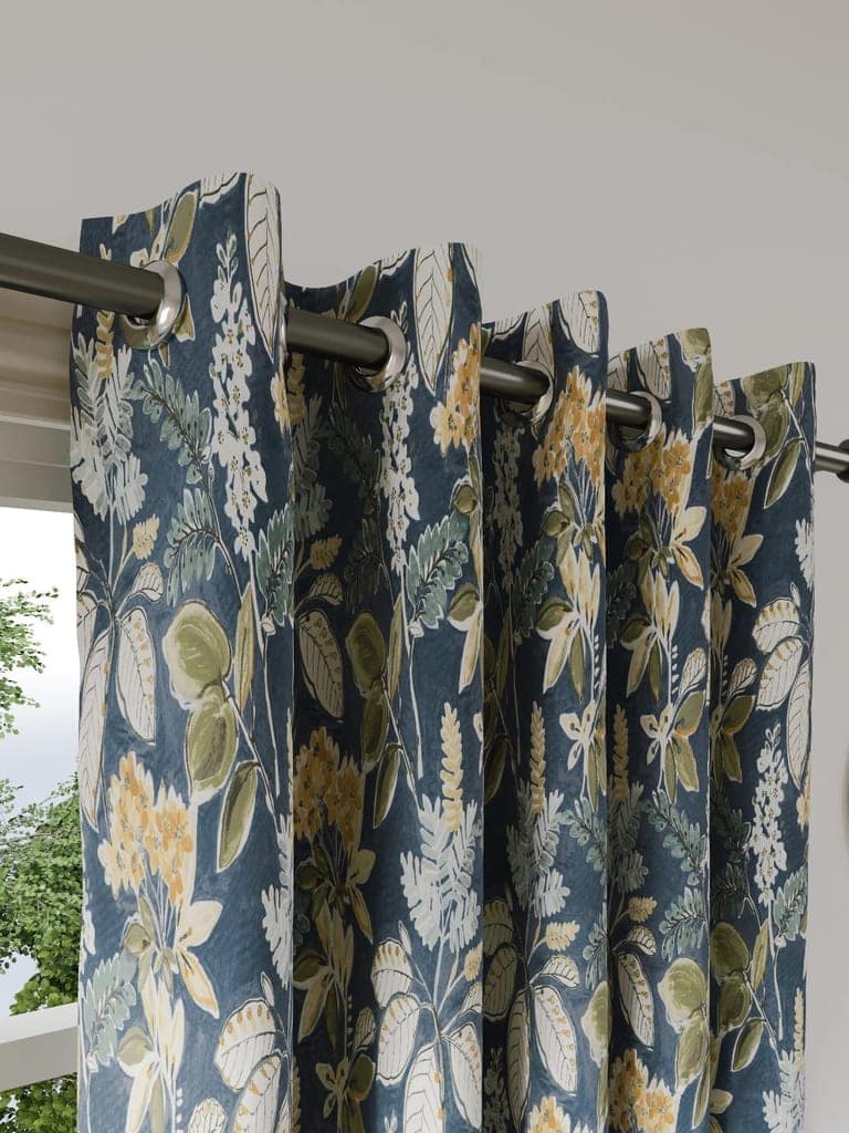 DDECOR - 100% PolyesterLeaves PatternDoor 7 Ft|135 CM X 225 CM| - Blue view 2