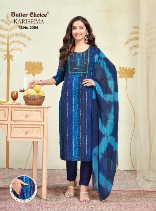Rayon Foil Print with Embroidery