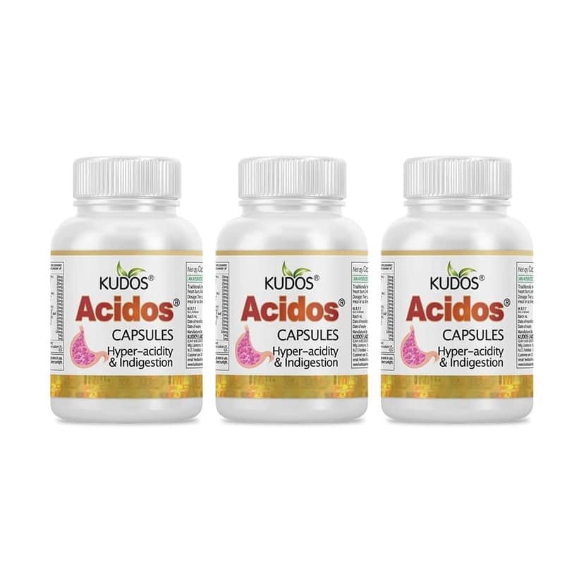 Kudos Acidos Ayurvedic Medicine for Hyper-Acidity and Gastric Relief 60 Capsules Pack of 3