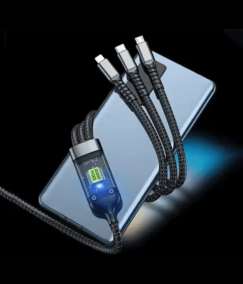 3 in 1 Unbreakable 5A(100W) Fast Charging 1.2m Type C Cable for Smartphones, Tablets, Laptops & other Type C IOS devices, 480Mbps Data Sync, Quick Charge 3.0 (Dark Grey) view 2