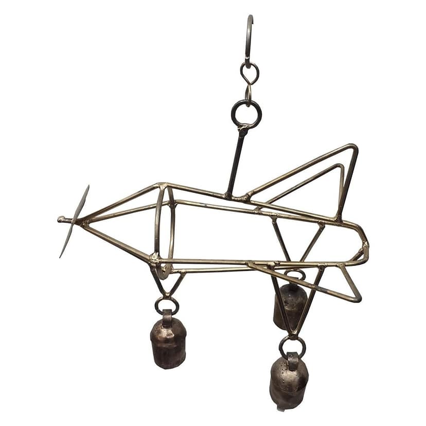 Handmade Helicopter Design Copper Bell Hanging by Garvi Gurjari view 2