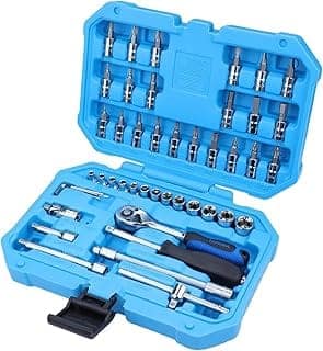 Taparia SA46 Socket Set, 1/4 Inch Drive, 46 Pieces | Chrome Vanadium Steel Sockets & Bits | Professional Mechanic & Home Tool Kit. Suited for Professionals, Workshops, Industries and DIY.
