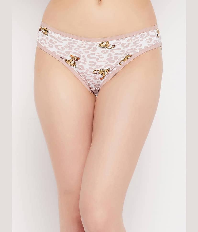 Clovia Cotton Printed Women's Bikini ( White )