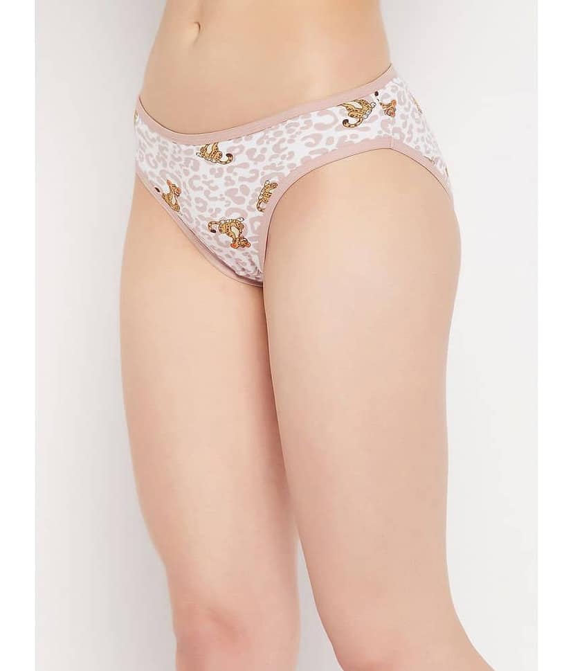 Clovia Cotton Printed Women's Bikini ( White ) view 2