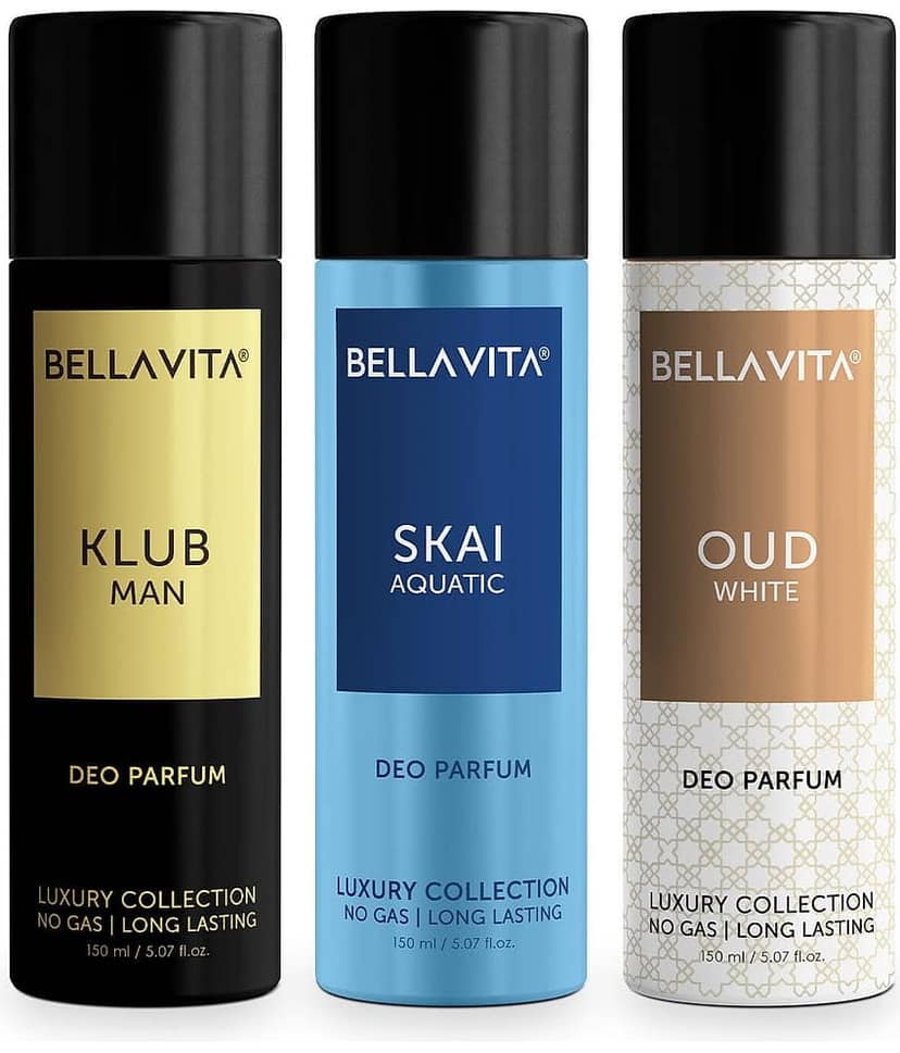 BELLAVITA Men's No Gas deodorant Combo Deodorant Spray for Men 150 ml ( Pack of 3 )