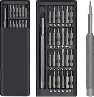 AMENDAS 24 in 1 Mini Screwdriver Set with Case, Small Flathead Magnetic Screwdriver Kit for Electronics, PC, Watches, Glasses, Phones, Jewelry, Black