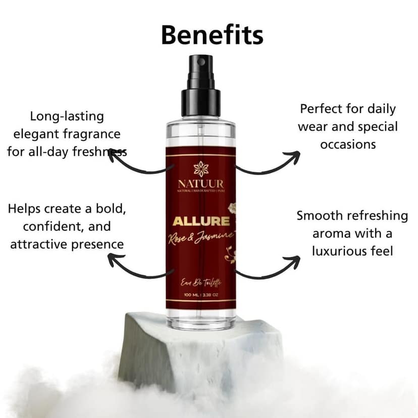 ALLURE | Rose | Jasmine | Neroli | Premium Eau De Toilette | Elegant | Romantic | Floral view 3