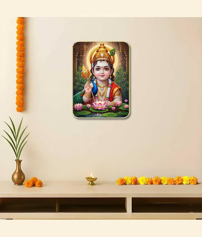 Livin'luxe Lord Murugan Kartikeya MDF Wall Art with Table Top Stand & Wall Hanging Hole view 2