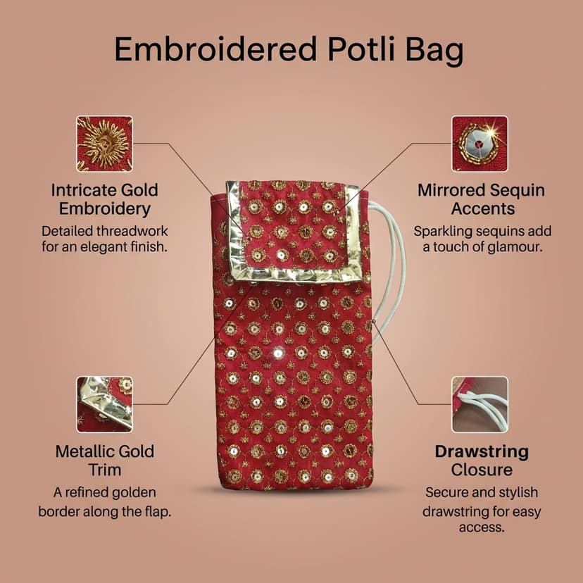 Versatile Daily Use Mobile Bag with Strap, Hook & Chain view 4