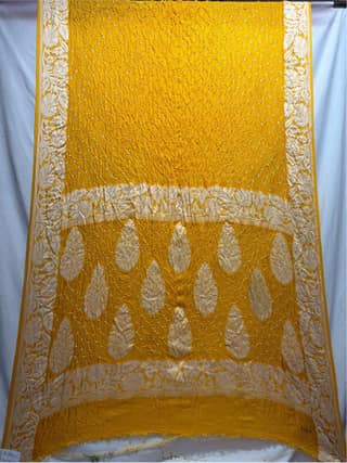 Kala Sanskruti All Over Golden Color Art Silk Bandhani Saree