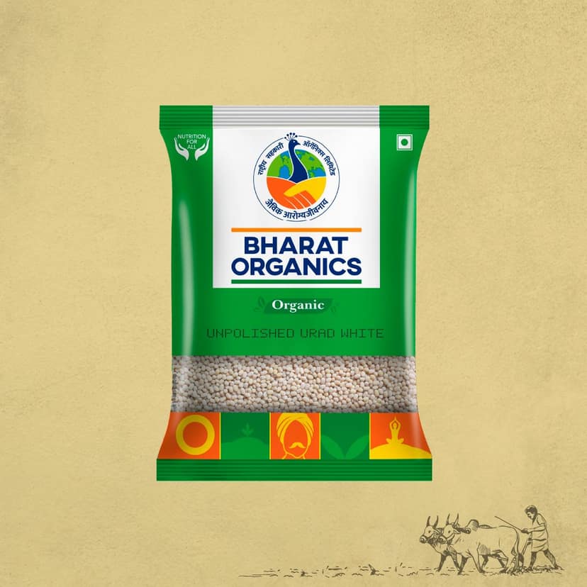 Bharat Organics Unpolished Urad Gota White - 500g