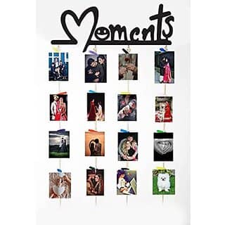 Khush Its Amazing Wood Moments Hanging Photo Display, DIY Picture Photo Frame Collage Set Includes Multi colour Clips, Wall Mount