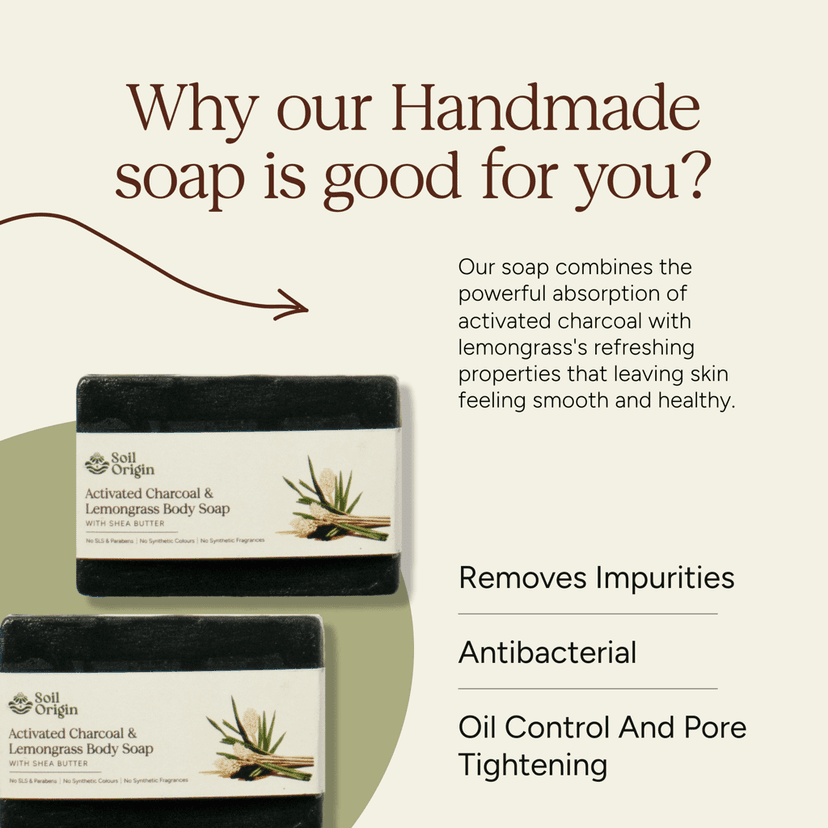 ⁠⁠Activated Charcoal & Lemongrass Body Soap With Shea Butter - 100 Gm view 4