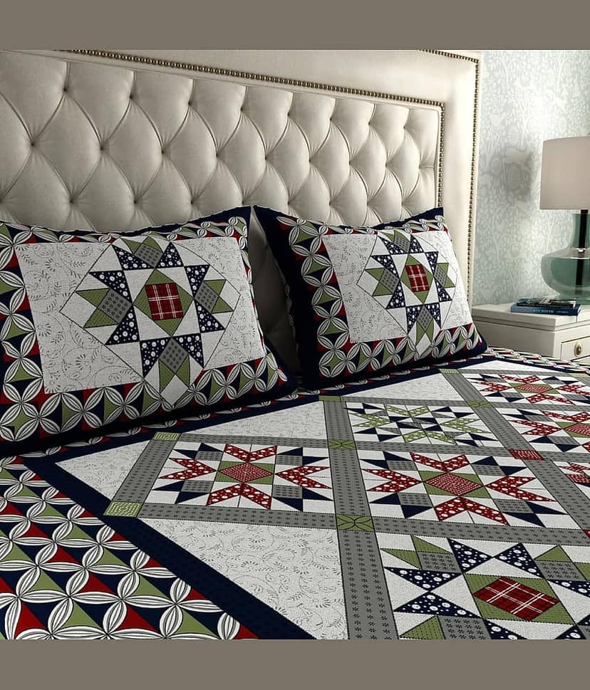 ABHACLOTHO Cotton 1 Double Bedsheet with 2 Pillow Covers ( Multicolor ) view 2