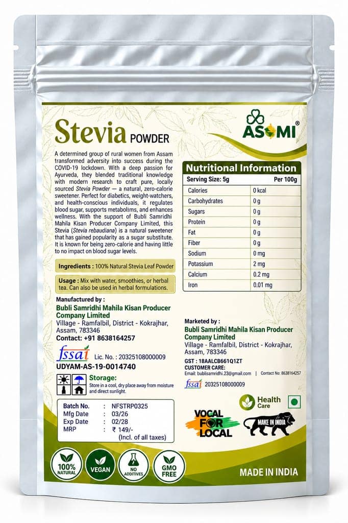 Stevia Powder - Handcrafted by Rural Women of Assam view 2
