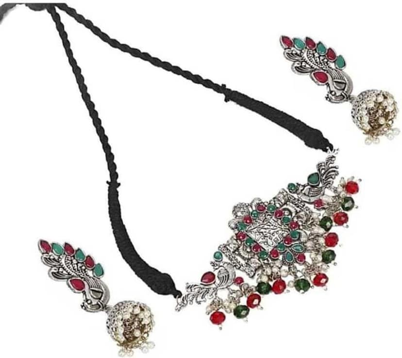 Pujv Fashions Multicolor Crystal Beads Choker Necklace set