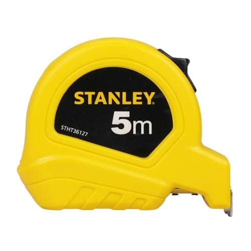 STANLEY STHT36127-812 5-Meter Plastic Short Measuring Tape for Home, DIY, Professional & Industrial Use, Push Lock & Automatic Retraction Feature, Ideal for Wood & Concrete Measurement, YELLOW & BLACK view 2