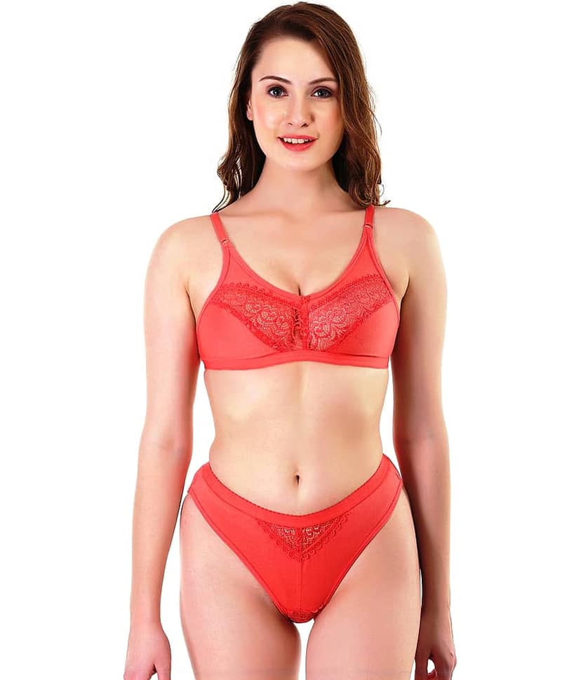 TCG Pink Cotton Lycra Bra & Panty Set view 2