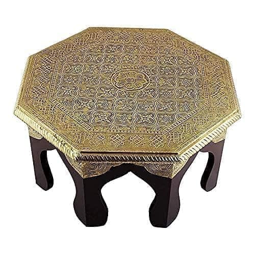 Kusum Art and Crafts Wooden hanipainted Bajot with Polish and Brass Fitted Set of 3 (16x16x6, 14x14x6, 12x12x6, Brown) view 2